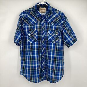 EUC Mens Wrangler Silver Pearl Snap Western Shirt short sleeved